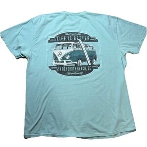 Comfort Colors Rehoboth Beach Delaware VW Bus Surf T Shirt XL Blue Graphic‎ Tee